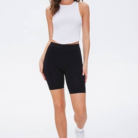 F21 Ribbed Biker Shorts Black Small - Picture 2 of 5